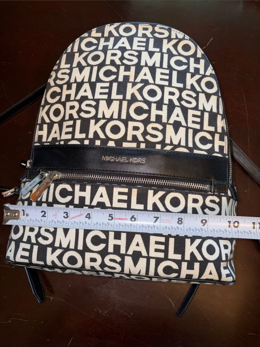 MICHAEL KORS Black & White Logo Print Backpack